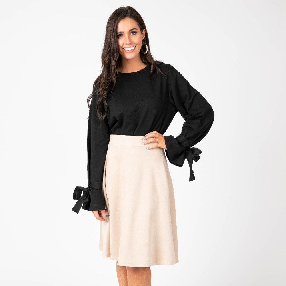 Bow Sleeve Sweatshirt Black